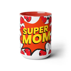 Super Mom Two-Tone Coffee Mugs, 15oz