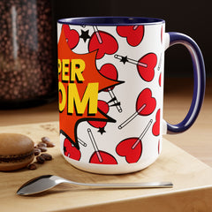 Super Mom Two-Tone Coffee Mugs, 15oz