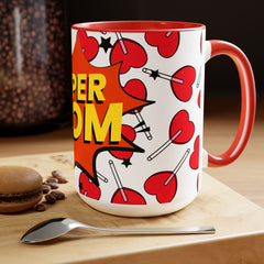 Super Mom Two-Tone Coffee Mugs, 15oz