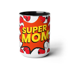 Super Mom Two-Tone Coffee Mugs, 15oz