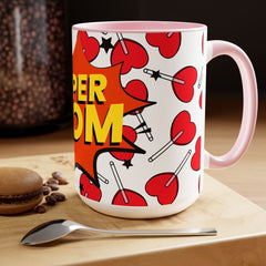 Super Mom Two-Tone Coffee Mugs, 15oz