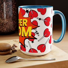 Super Mom Two-Tone Coffee Mugs, 15oz